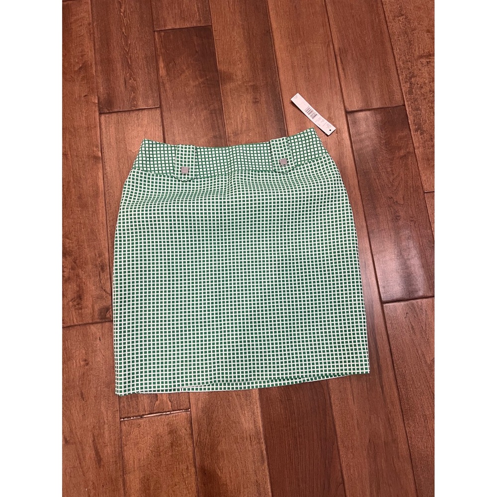 Antonio Melani Green White Checkered Mini‎ Skirt Women's Size 4 Career